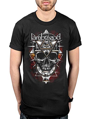Lamb Of God Camiseta Oficial Calavera roja de Metal Pesado Negro Negro (Large