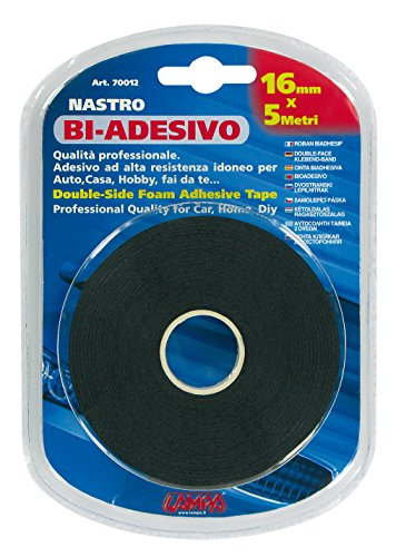 Lampa 70012 - Cinta Adhesiva de Doble Cara, Color Negro, 5 m x 16 mm
