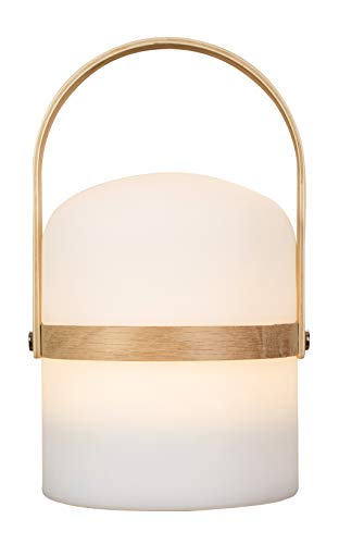 Lampara de salón de mesa, design linterna, LED, nordic decor, lámpara de jardín, luz, lámpara, luz LED, linterna, interior, exterior, regulable, recargable, conexión USB, madera