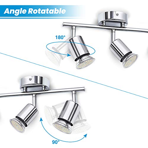 Lámpara de Techo LED Focos, Plafón con Focos GU10 3 Luces para Ángulo Ajustable y Giratorio para Interior 110V-220V Focos de Techo Orientables para Dormitorio Cocina Baño (Sin bombillas)