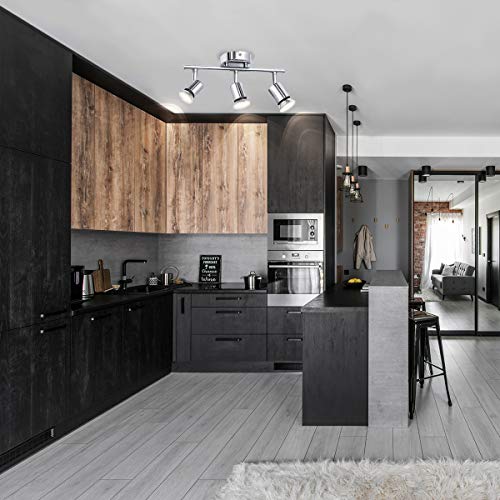 Lámpara de Techo LED Focos, Plafón con Focos GU10 3 Luces para Ángulo Ajustable y Giratorio para Interior 110V-220V Focos de Techo Orientables para Dormitorio Cocina Baño (Sin bombillas)