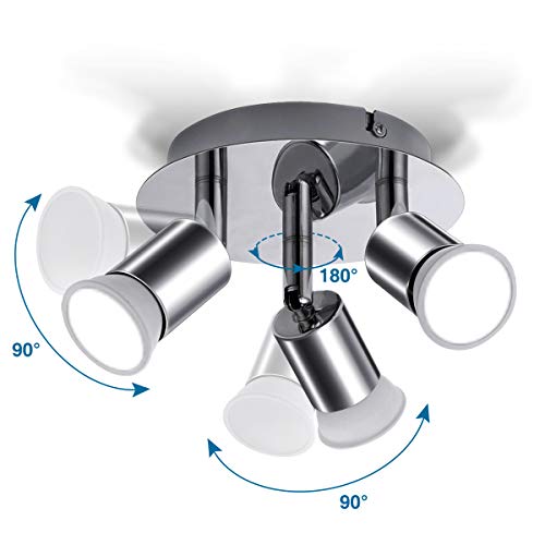 Lámpara de Techo LED Focos, Plafón con Focos GU10 3 Luces para Ángulo Ajustable y Giratorio para Interior 110V-220V Focos de Techo Orientables para Dormitorio Cocina Baño(Sin bombillas)