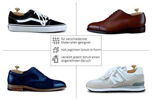 Langer & Messmer hormas para zapatos de madera de cedro (para hombre y mujer), incluye calzador pequeño de madera de cedro, perfecto para viajes tamaño 34-50, el original (44/45 EU)