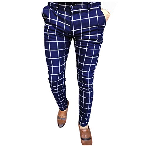 Laoluo - Pantalones chino para hombre, diseño de rayas, ajustados, estilo casual, para negocios, negocios, ocios, etc., 7-marino, XL