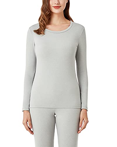 LAPASA Camiseta Térmica para Mujer Ropa Térmica Camiseta Interior Manga Larga Invierno Ligero L15 M Gris