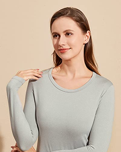 LAPASA Camiseta Térmica para Mujer Ropa Térmica Camiseta Interior Manga Larga Invierno Ligero L15 M Gris