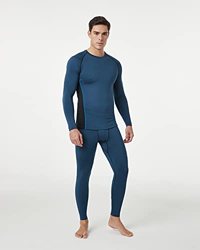 LAPASA Ropa Interior Deportiva Invierno para Hombre Conjunto Térmico Ligero Baselayer M53 Azul L