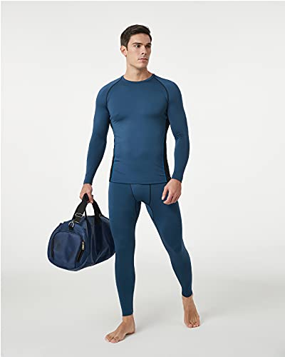 LAPASA Ropa Interior Deportiva Invierno para Hombre Conjunto Térmico Ligero Baselayer M53 Azul L