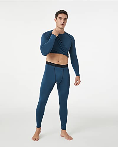 LAPASA Ropa Interior Deportiva Invierno para Hombre Conjunto Térmico Ligero Baselayer M53 Azul L