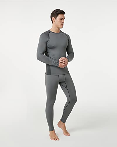 LAPASA Ropa Interior Deportiva Invierno para Hombre Conjunto Térmico Ligero Baselayer M53 Gris Oscuro M