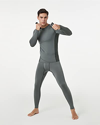 LAPASA Ropa Interior Deportiva Invierno para Hombre Conjunto Térmico Ligero Baselayer M53 Gris Oscuro M