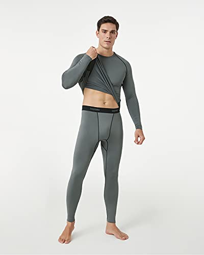 LAPASA Ropa Interior Deportiva Invierno para Hombre Conjunto Térmico Ligero Baselayer M53 Gris Oscuro M