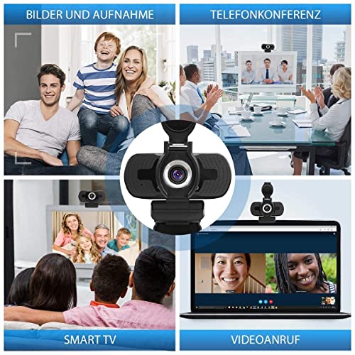 LarmTek Cámara web 1080P Full HD con cubierta de cámara web,cámara de computadora portátil para conferencias y videollamadas,cámara web Pro Stream con videollamadas Plug and Play,micrófono incorporado