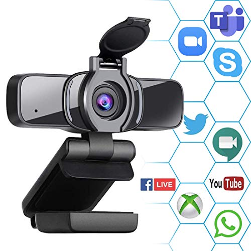 LarmTek Webcam HD 1080p con Obturador De Privacidad,Cámara Web para PC,Cámara Portátil con Micrófono,Videollamadas De Pantalla Panorámica y Soporte De Grabación para Conferencia,W3