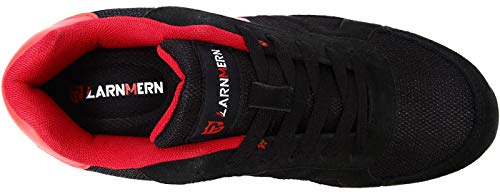 LARNMERN Zapatos de Seguridad Hombre Mujer con Puntera de Acero Zapatilla, Antideslizante ESD Comodos Calzado de Trabajo Industrial (Rojo 44 EU)