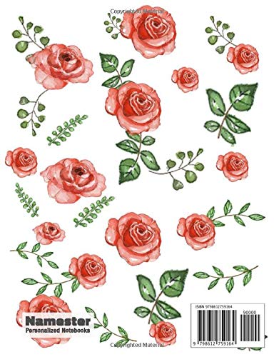 Laufey: Personalized Notebook with Flowers and First Name – Floral Cover (Red Rose Blooms). College Ruled (Narrow Lined) Journal for School Notes, Diary Writing, Journaling. Composition Book Size
