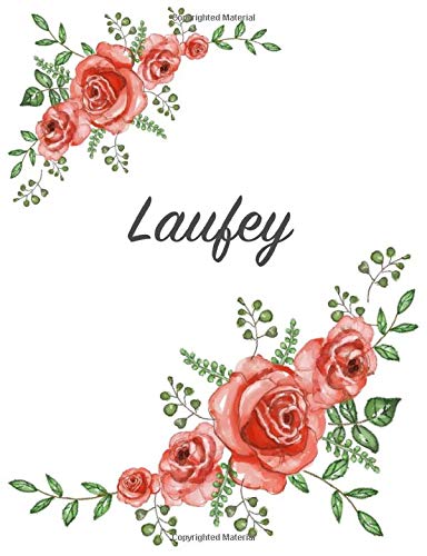 Laufey: Personalized Notebook with Flowers and First Name – Floral Cover (Red Rose Blooms). College Ruled (Narrow Lined) Journal for School Notes, Diary Writing, Journaling. Composition Book Size