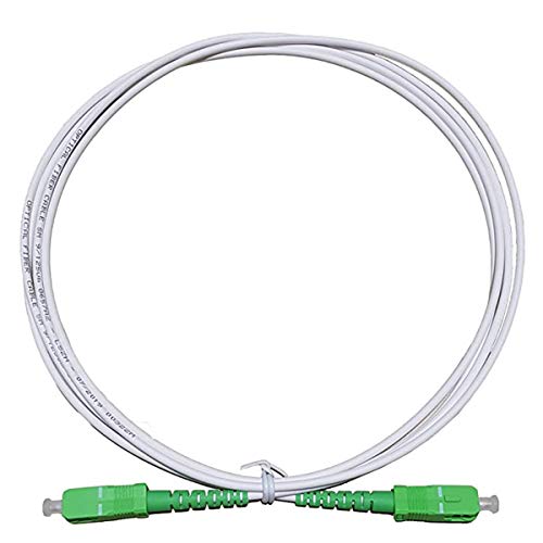 LAZY SPORTS Fiber óptica Cable SC/APC a SC/APC monomodo simplex 9/125,Operadores Movistar Jazztel Vodafone Orange Amena Masmovil Yoigo (Blanco 20M)