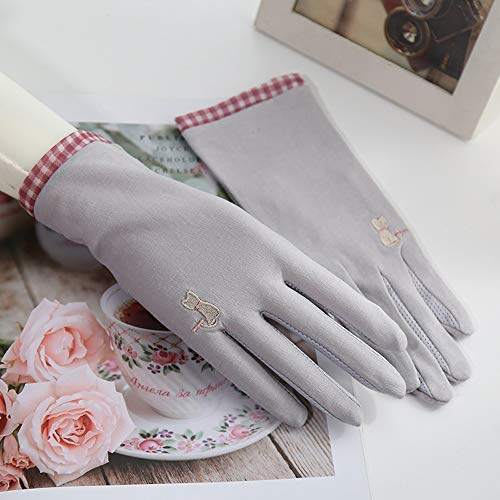 LDDENDP Guantes de gato del bordado de Protección Solar for los guantes del dedo de la mujer de moda retro tela escocesa Diseño completo antideslizante pantalla táctil de las señoras de conducción gua