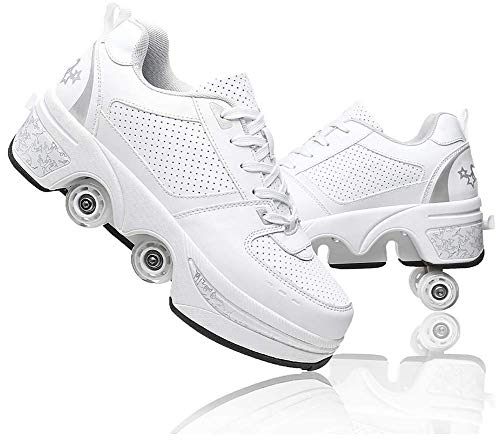 LDTXH Doble Rodillo Zapatos De Skate Zapatos Invisible De Polea De Zapatos Zapatillas De Deporte Luz Zapatos Zapatos Multiusos, niños Zapatos con Ruedas,34