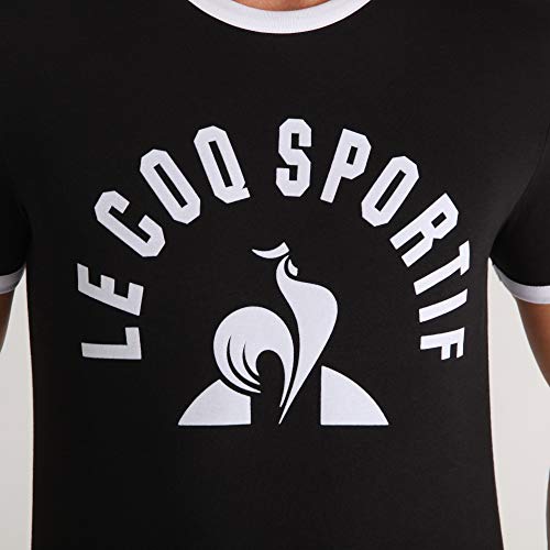 Le Coq Sportif ESS tee SS N°3 M Camiseta, Hombre, Black/New Opt.White, L