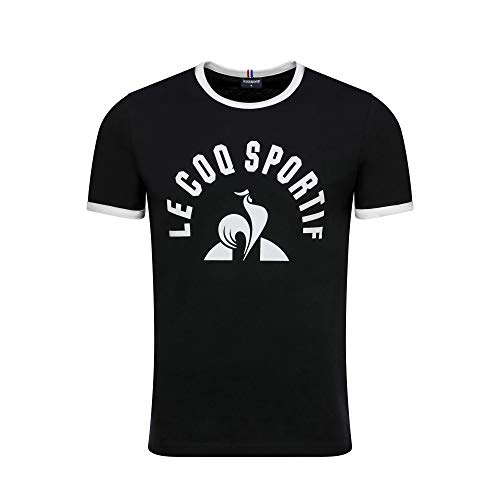 Le Coq Sportif ESS tee SS N°3 M Camiseta, Hombre, Black/New Opt.White, L
