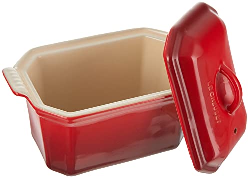 Le Creuset Terrina rectangular, Con prensa integrada, 19 x 11.4 cm, Cerámica de gres, Cereza