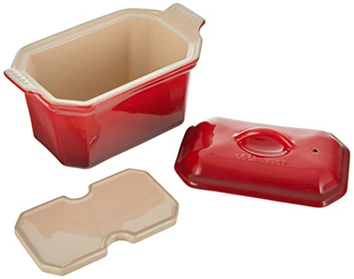 Le Creuset Terrina rectangular, Con prensa integrada, 19 x 11.4 cm, Cerámica de gres, Cereza