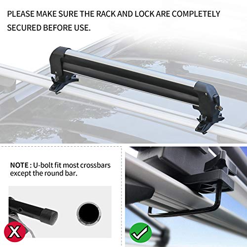 Leader Accessories 2PCS Car Ski Bar Rack, Ski Snowboard Carrier, Universal Ski Roof Mount, Bloqueable para la Mayoría de Los Vehículos con Barras Transversales Equipadas