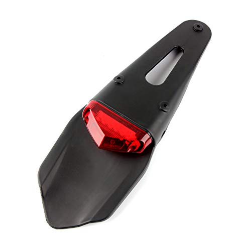 League&Co DRZ400 Guardabarros con foco trasero y Luz de freno, para moto, Universal, Enduro, todoterreno (Lente Roja)