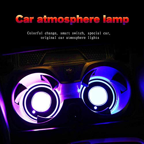 led car cup holder Luces de la taza del logotipo de 2pcs LED LED compatibles con Acura Audi Acura Benz HONDA HYUNDAI RENAULT, Accesorios de la montaña luminosa Agua LED LED Luz de Coche Logotipo de Co