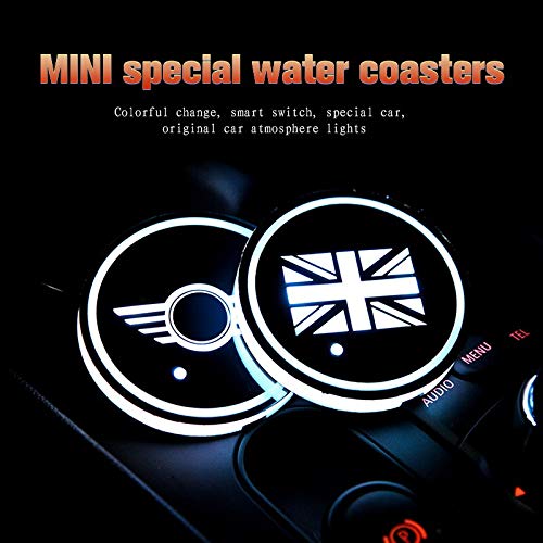 led car cup holder Luces de la taza del logotipo de 2pcs LED LED compatibles con Acura Audi Acura Benz HONDA HYUNDAI RENAULT, Accesorios de la montaña luminosa Agua LED LED Luz de Coche Logotipo de Co