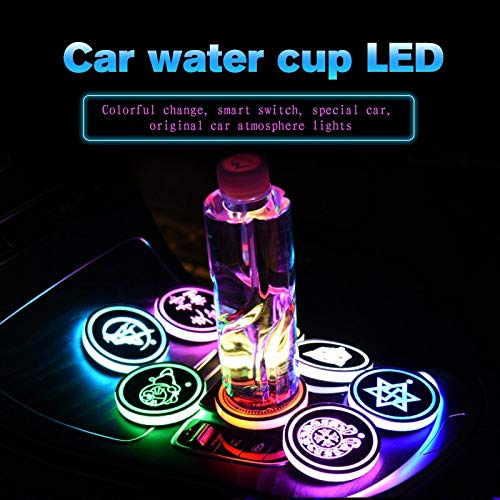 led car cup holder Luces de la taza del logotipo de 2pcs LED LED compatibles con Acura Audi Acura Benz HONDA HYUNDAI RENAULT, Accesorios de la montaña luminosa Agua LED LED Luz de Coche Logotipo de Co