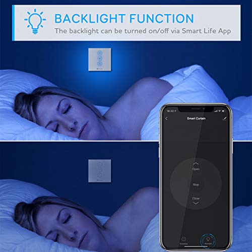【LED Controlable】 Interruptor Persiana Wifi, Etersky Interruptor Inteligente Control de APP y Voz Compatible con Alexa y Google Home Interruptor de Reloj para Motor Persiana Tubular, 2 Piezas
