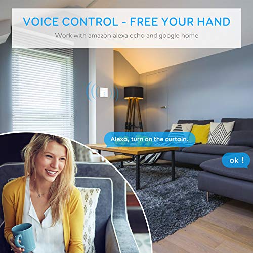 【LED Controlable】 Interruptor Persiana Wifi, Etersky Interruptor Inteligente Control de APP y Voz Compatible con Alexa y Google Home Interruptor de Reloj para Motor Persiana Tubular, 2 Piezas
