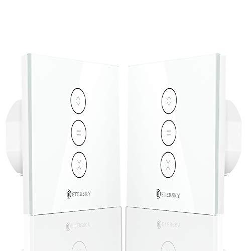 【LED Controlable】 Interruptor Persiana Wifi, Etersky Interruptor Inteligente Control de APP y Voz Compatible con Alexa y Google Home Interruptor de Reloj para Motor Persiana Tubular, 2 Piezas