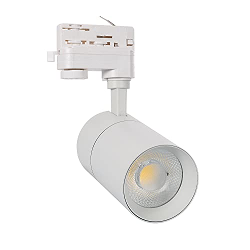 LEDKIA LIGHTING Foco LED New Mallet Blanco 20W Regulable No Flicker para Carril Trifásico (UGR 15) Blanco Neutro 4000K - 4500K