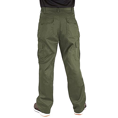 Lee Cooper para hombre Heavy Duty Fácil Cuidado bolsillo multi Seguridad en el Trabajo clásicos pantalones pantalones de carga, de color caqui, Tamaño 32" Cintura, corto 29" Pierna