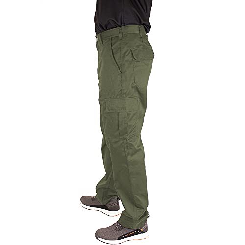 Lee Cooper para hombre Heavy Duty Fácil Cuidado bolsillo multi Seguridad en el Trabajo clásicos pantalones pantalones de carga, de color caqui, Tamaño 32" Cintura, corto 29" Pierna