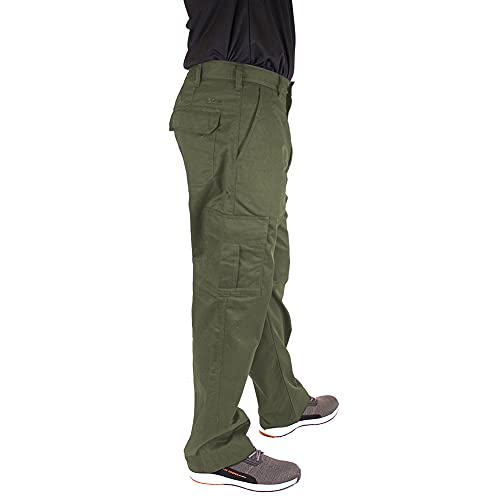Lee Cooper para hombre Heavy Duty Fácil Cuidado bolsillo multi Seguridad en el Trabajo clásicos pantalones pantalones de carga, de color caqui, Tamaño 32" Cintura, corto 29" Pierna