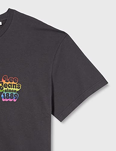 Lee Pride tee Chest Graphic-Camiseta, Negro Lavado, L para Hombre