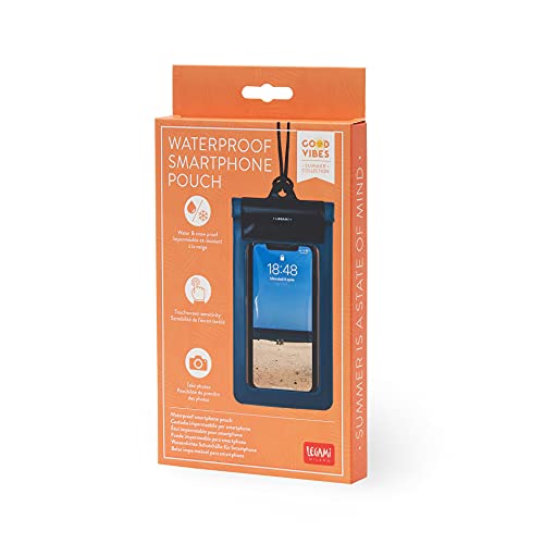 Legami Funda Impermeable para Smartphone, Color Azul petróleo, Cierre hermético a presión, cordón extraíble Incluido, Pantalla táctil, Material: PVC y Tela, protección IP68