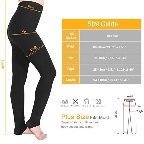 Leggins Termicos Mujer Invierno, Aiglam Leggings Térmicos Mujer Con Talla Extra Forro Polar Grueso, Leggins Cintura Alta Pantalones Mallas Invierno (Negro）