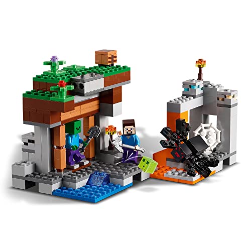 LEGO 21166 Minecraft La Mina Abandonada, Set de Construcción de la Cueva de Zombies con Figuras de Steve, Slime y Araña