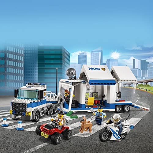 LEGO 60139 City Policía Centro de Control Móvil, Camión de Juguete para Niños 6 Años con Moto, Coche y 3 Mini Figuras