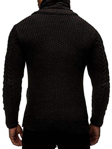 Leif Nelson Hombres Chaqueta de Punto con Cuello Chal LN-4195 Negro Large