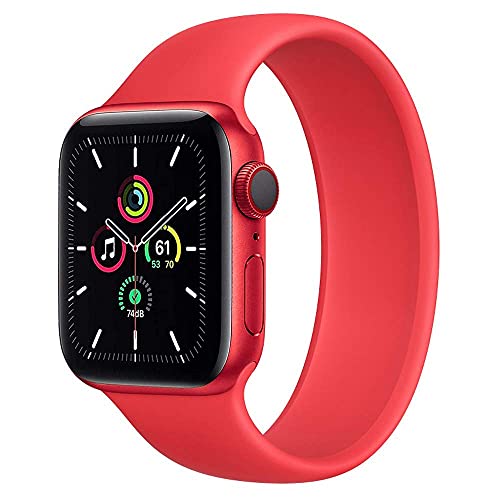 Leishouer Solo Loop Compatible con Apple Watch Pulsera 44 mm 40 mm 38 mm 42 mm 41 mm 45 mm Suave elástico Silicona Sport Correa de repuesto para iWatch Serie 7/6/5/4/3/SE Band (rojo, 38/40/41 mm-MS)