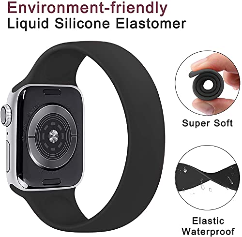 Leishouer Solo Loop Compatible con Apple Watch Pulsera 44 mm 40 mm 38 mm 42 mm 41 mm 45 mm Suave elástico Silicona Sport Correa de repuesto para iWatch Serie 7/6/5/4/3/SE Band (rojo, 38/40/41 mm-MS)