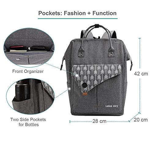 Lekesky Mochila Antirrobo Impermeable, Mochila para Portátil 15,6 Pulgadas Unisexo, Multifuncional Mochila Portátil para Negocio, Viaje, Trabajo - Gris