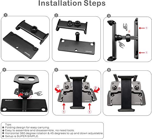 LEKUFEE Soporte de Tableta Plegable de Aleación de Aluminio Ligero para dji Mavic Mini/Mavic 2 Pro/Mavic 2 Zoom/Mavic Pro Platinum/Mavic Air/dji Spark Control Remoto